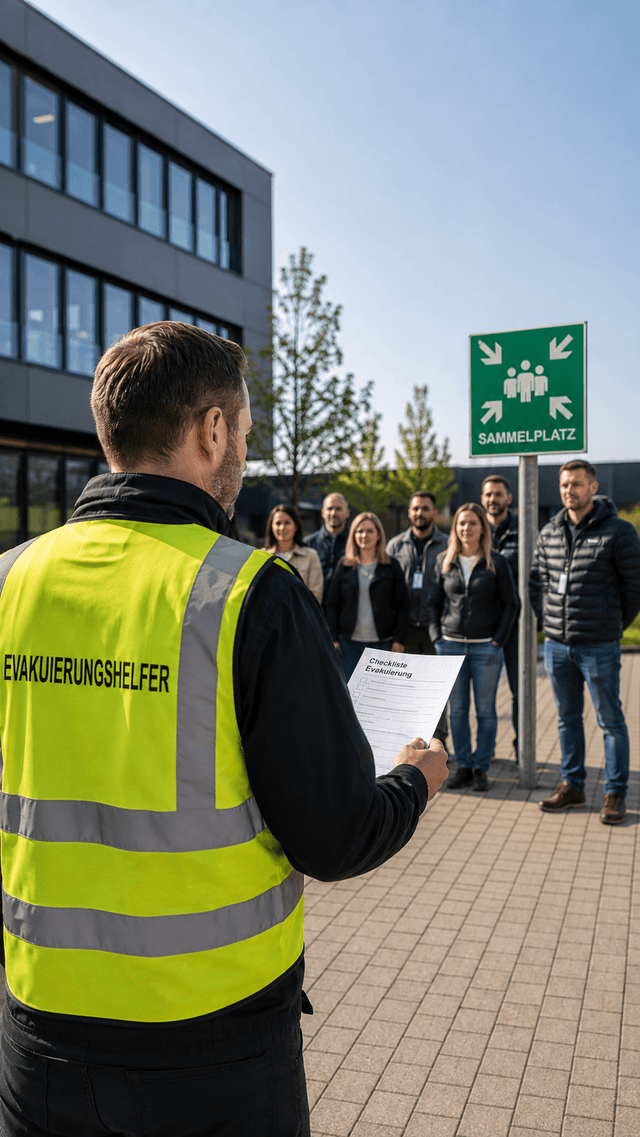 Prüfender Evakuierungshelfer